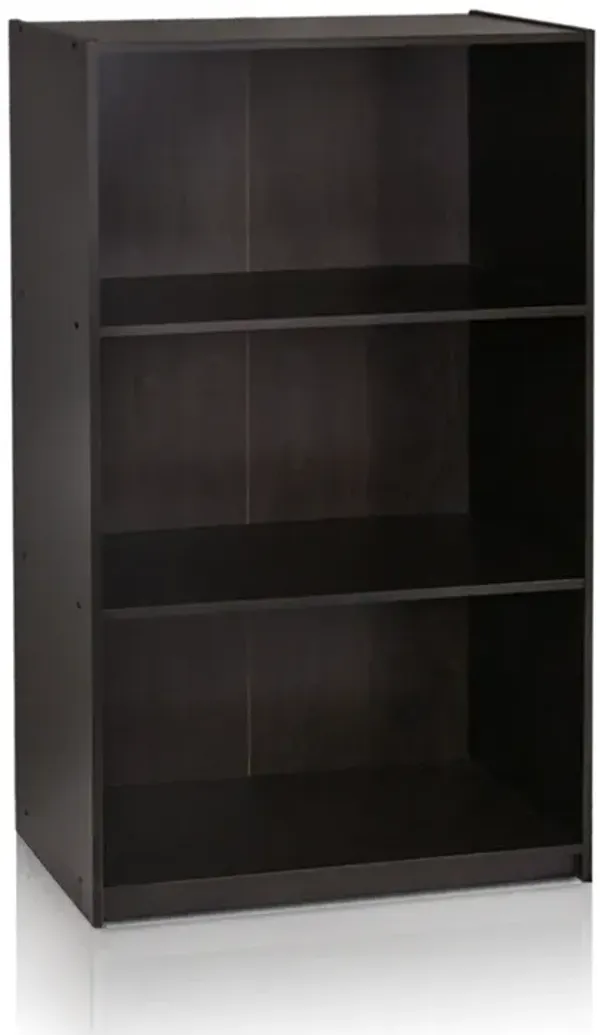 Basic 3-Tier Bookcase Storage Shelves, Espresso