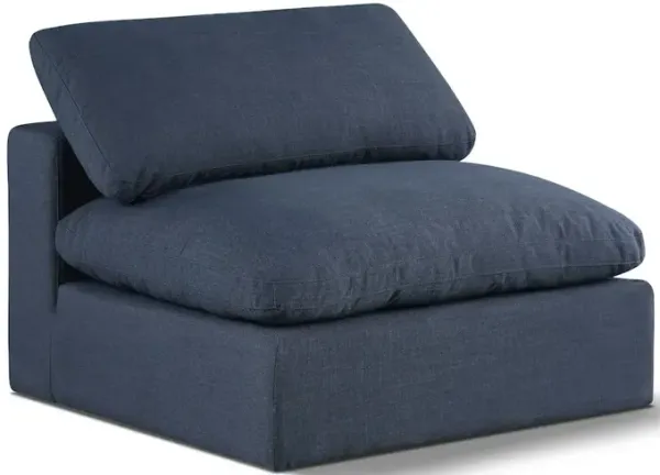 Meridian Furniture Comfy Navy Linen Textured Fabric Modular Armless Chair
