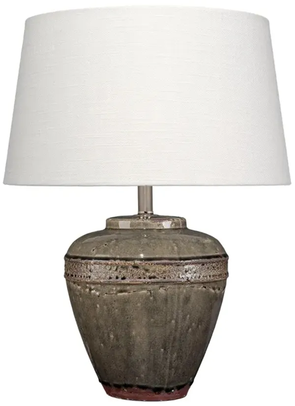 Avo Accent Table Lamp, White Linen, Antique Ceramic Design 25 Inch