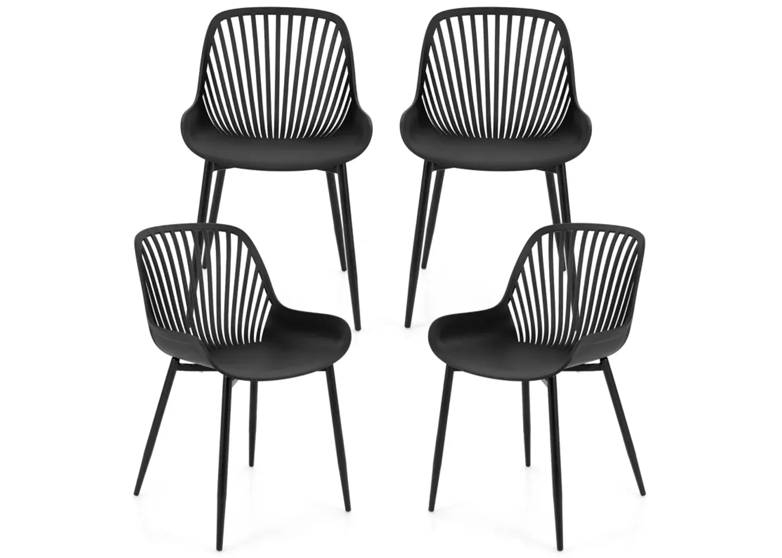 Modern Kitchen Chairs with Metal Legs, Cutout Backrest, Curved Seat for Dining Room Home Office