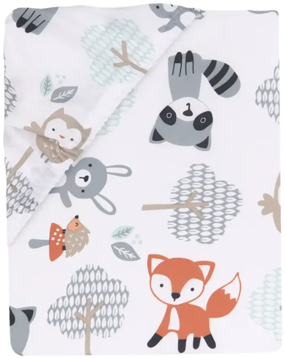 Bedtime Originals Woodland Friends Fox/Owl/Raccoon Fitted Crib Sheet - White