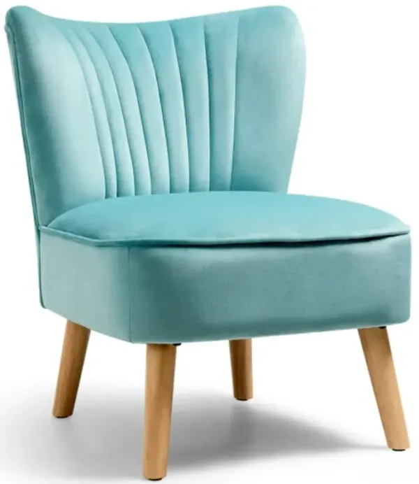 Velvet Accent Chair with Wood Legs