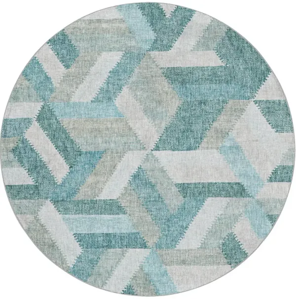 Lorenzo LN1 Teal 8' Round Rug