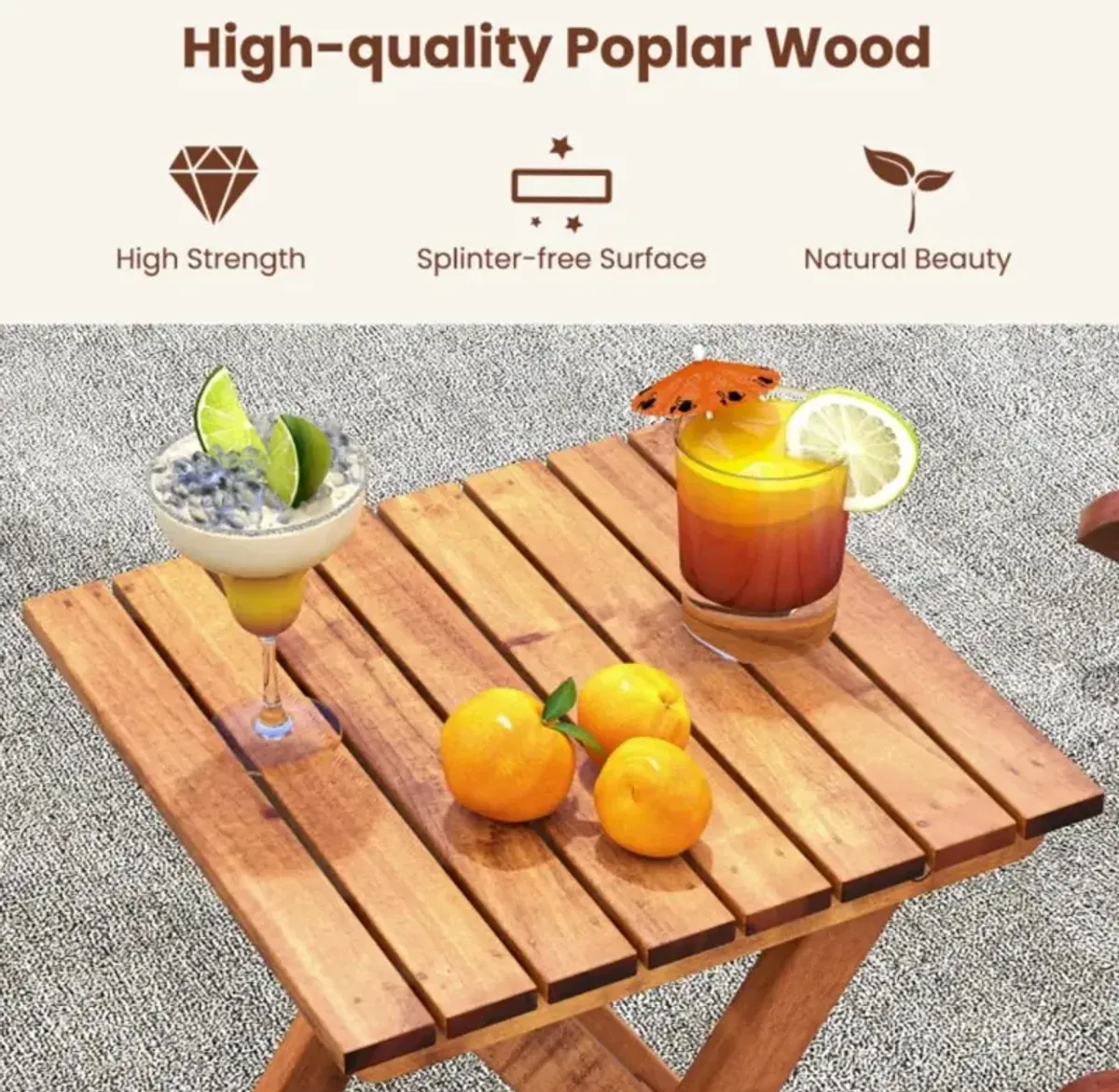 Hivvago 3-piece Outdoor Poplar Wood Rocking Bistro Set