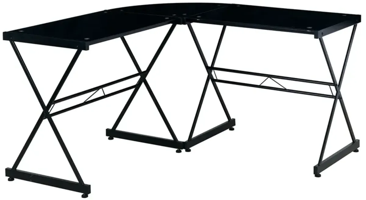 L-Shaped Glass Computer Desk