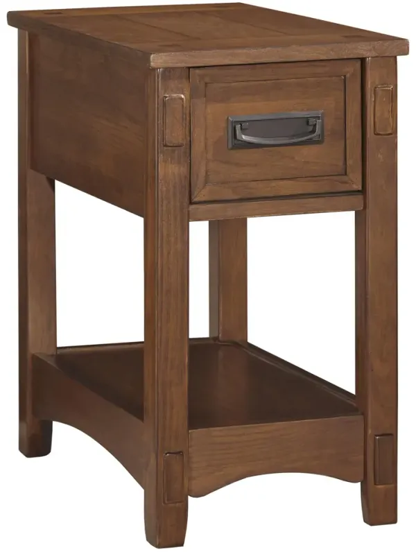 1 Drawer Chair Side End Table with Open Bottom Shelf, Brown- Benzara