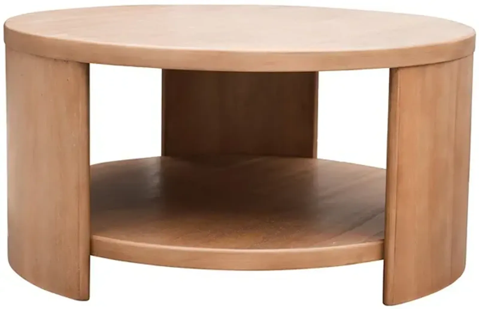 Gracie Mills Jacobs Round Wood Coffee Table with Shelf