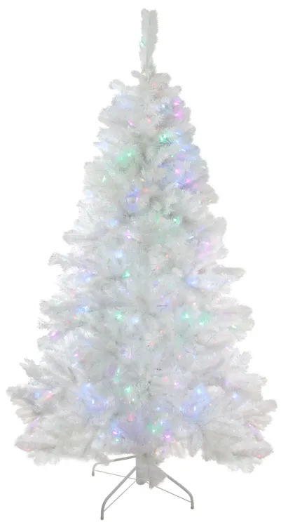 6.5' Pre-Lit White Medium Iridescent Pine Artificial Christmas Tree - Multi Function LED Lights