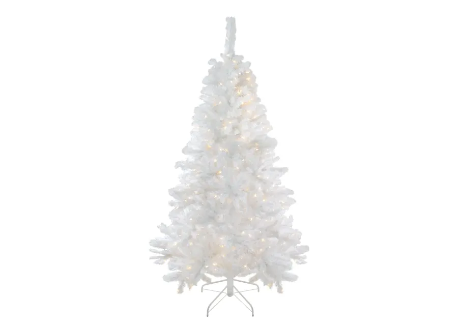 6.5' Pre-Lit White Medium Iridescent Pine Artificial Christmas Tree - Multi Function LED Lights