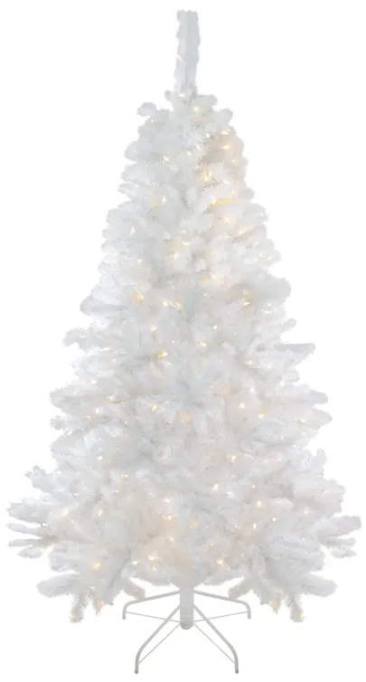 6.5' Pre-Lit White Medium Iridescent Pine Artificial Christmas Tree - Multi Function LED Lights