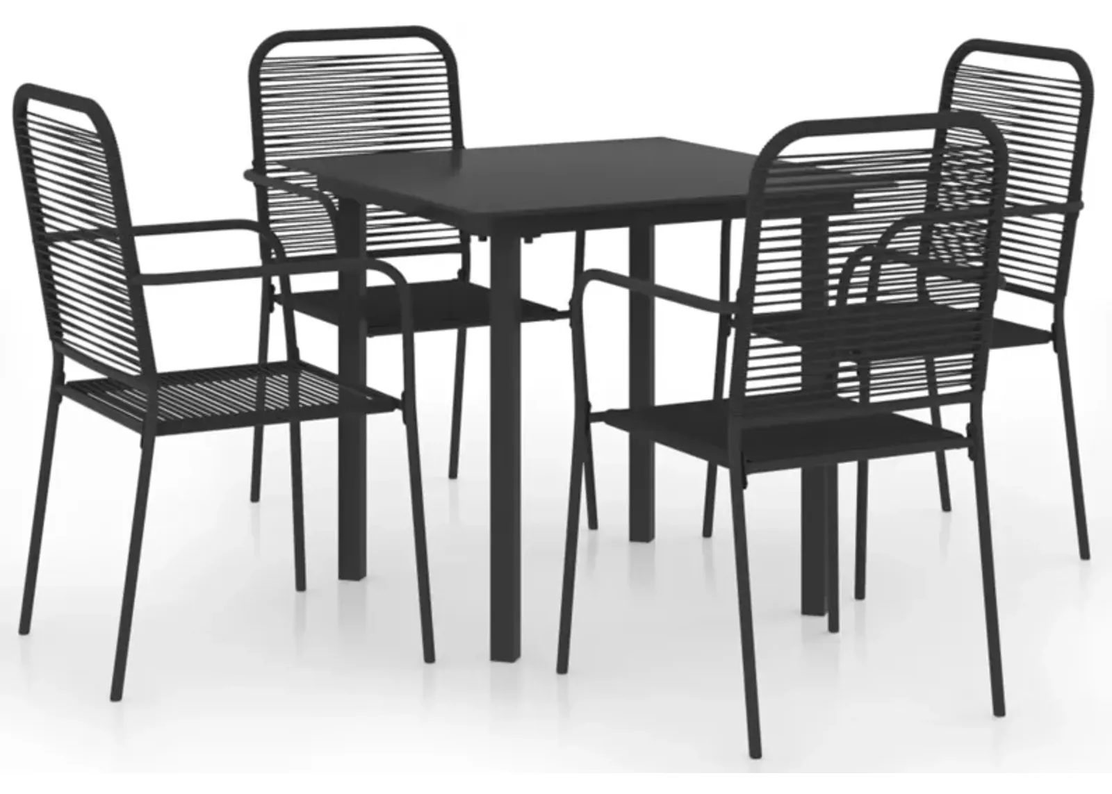 vidaXL 5 Piece Garden Dining Set Black Glass and Steel