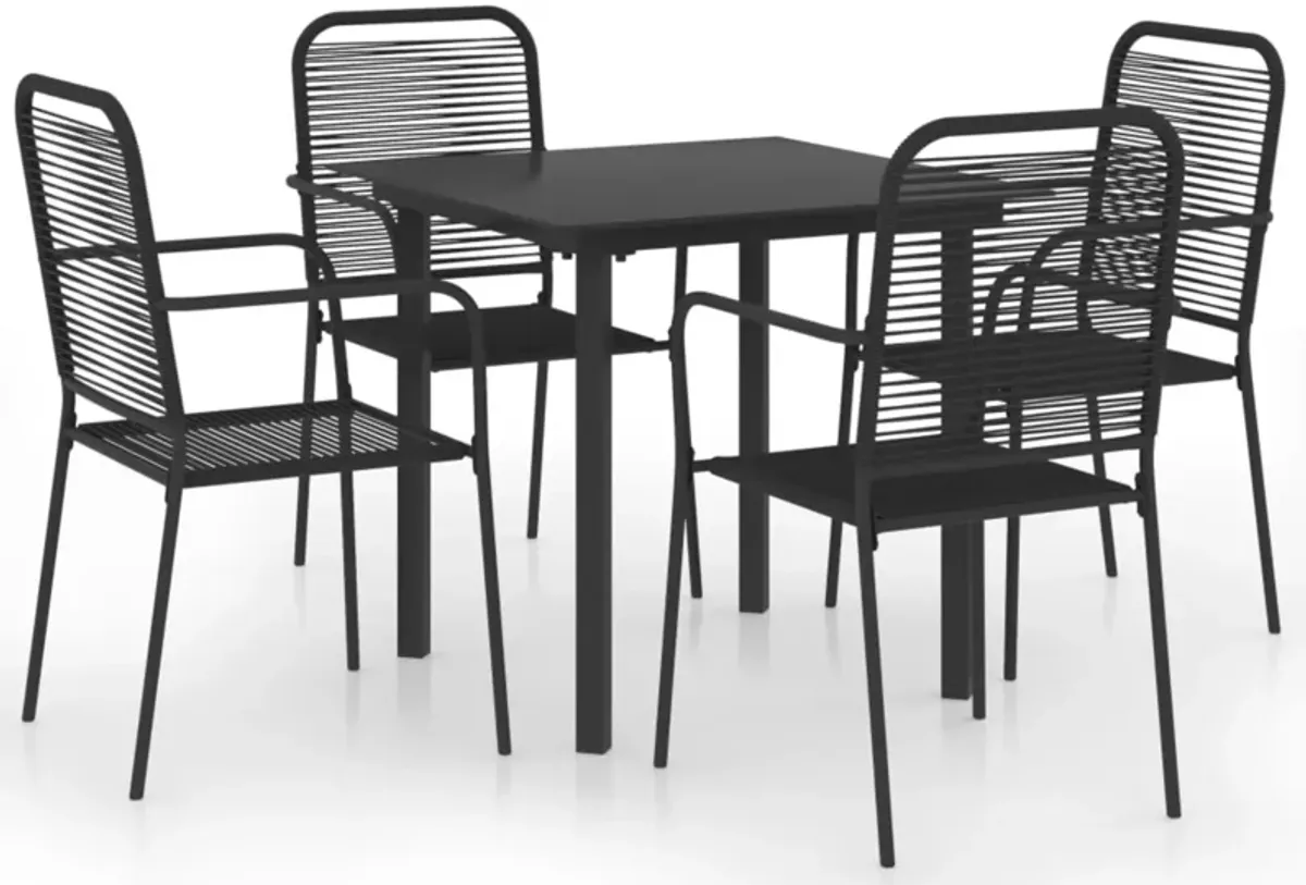 vidaXL 5 Piece Garden Dining Set Black Glass and Steel