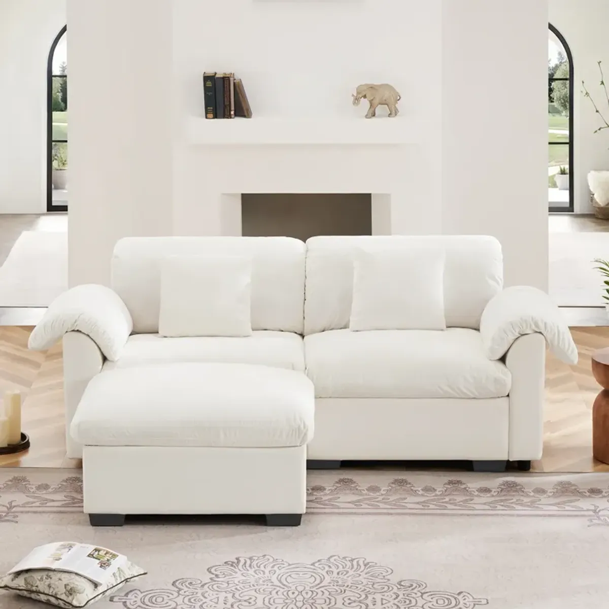 Merax Loveseat Sofa with Storage Reversible Ottoman