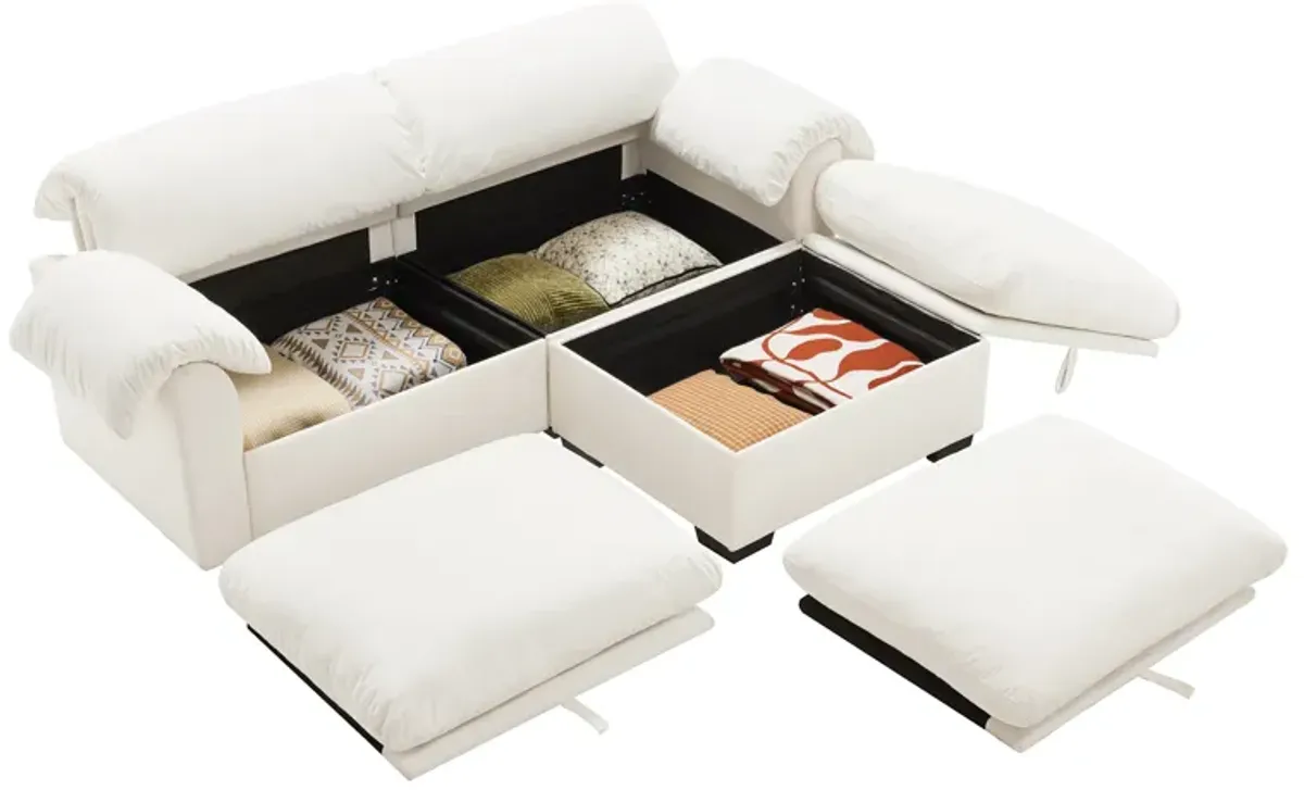 Merax Loveseat Sofa with Storage Reversible Ottoman