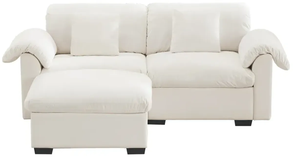 Merax Loveseat Sofa with Storage Reversible Ottoman