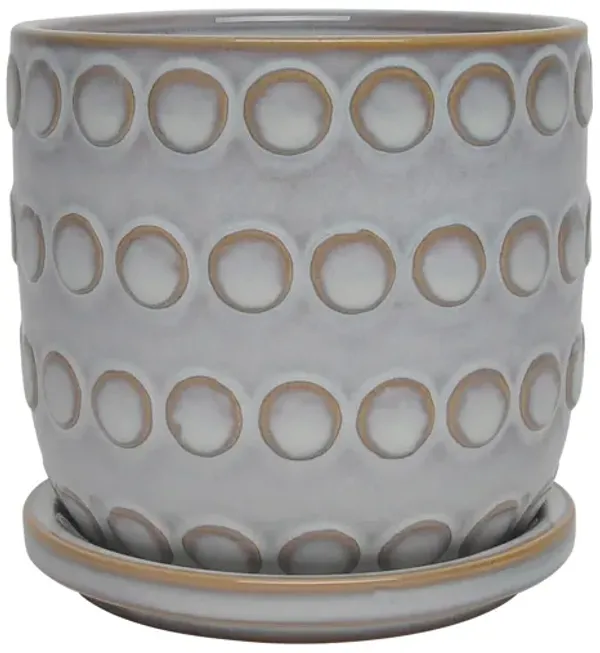 Ceramic 5" Bubbles Planter with Saucer, Beige