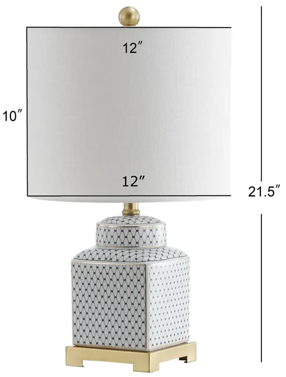 Cleo 21.5" Ceramic/Metal Ginger Jar LED Table Lamp, White/Navy