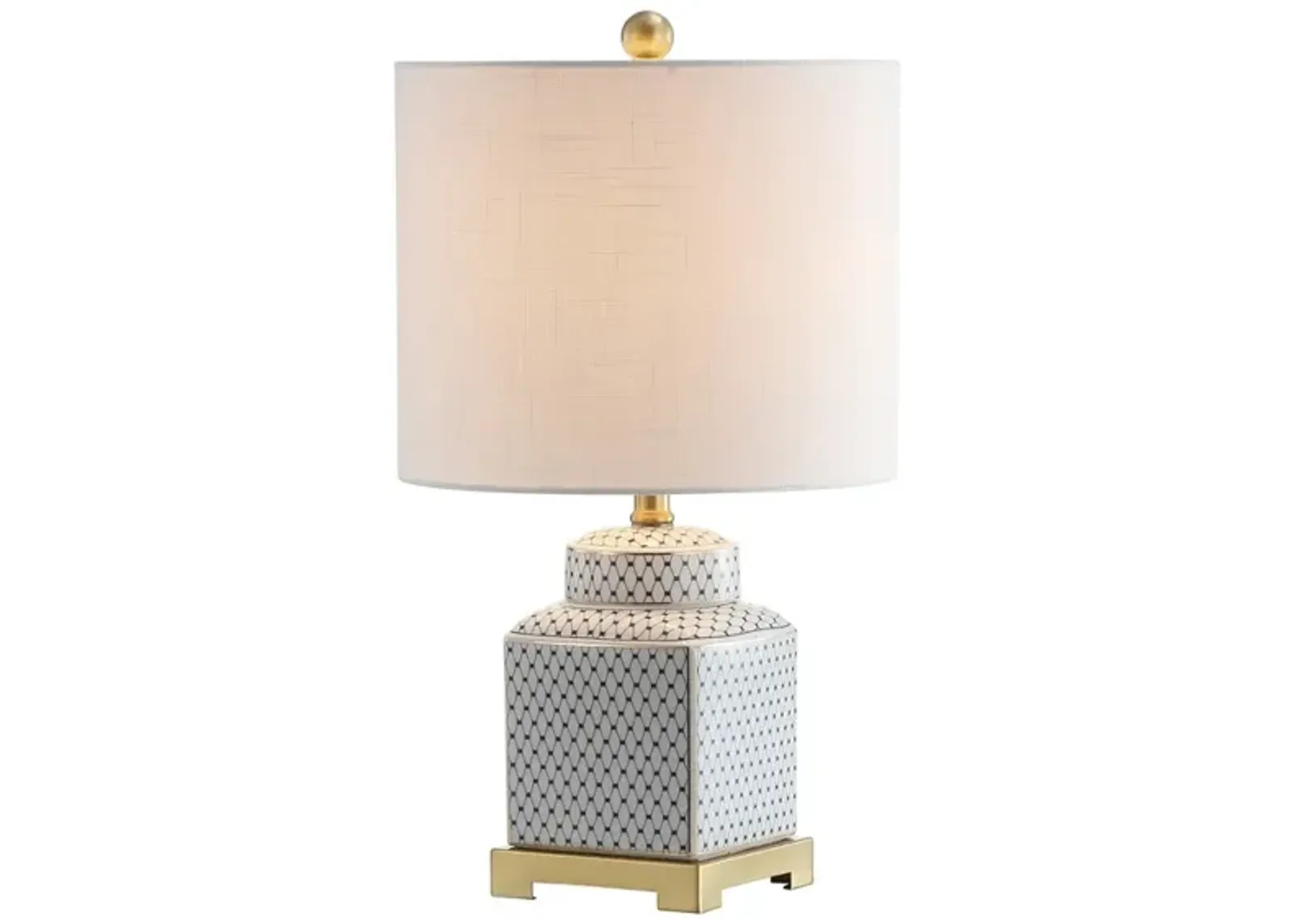 Cleo 21.5" Ceramic/Metal Ginger Jar LED Table Lamp, White/Navy