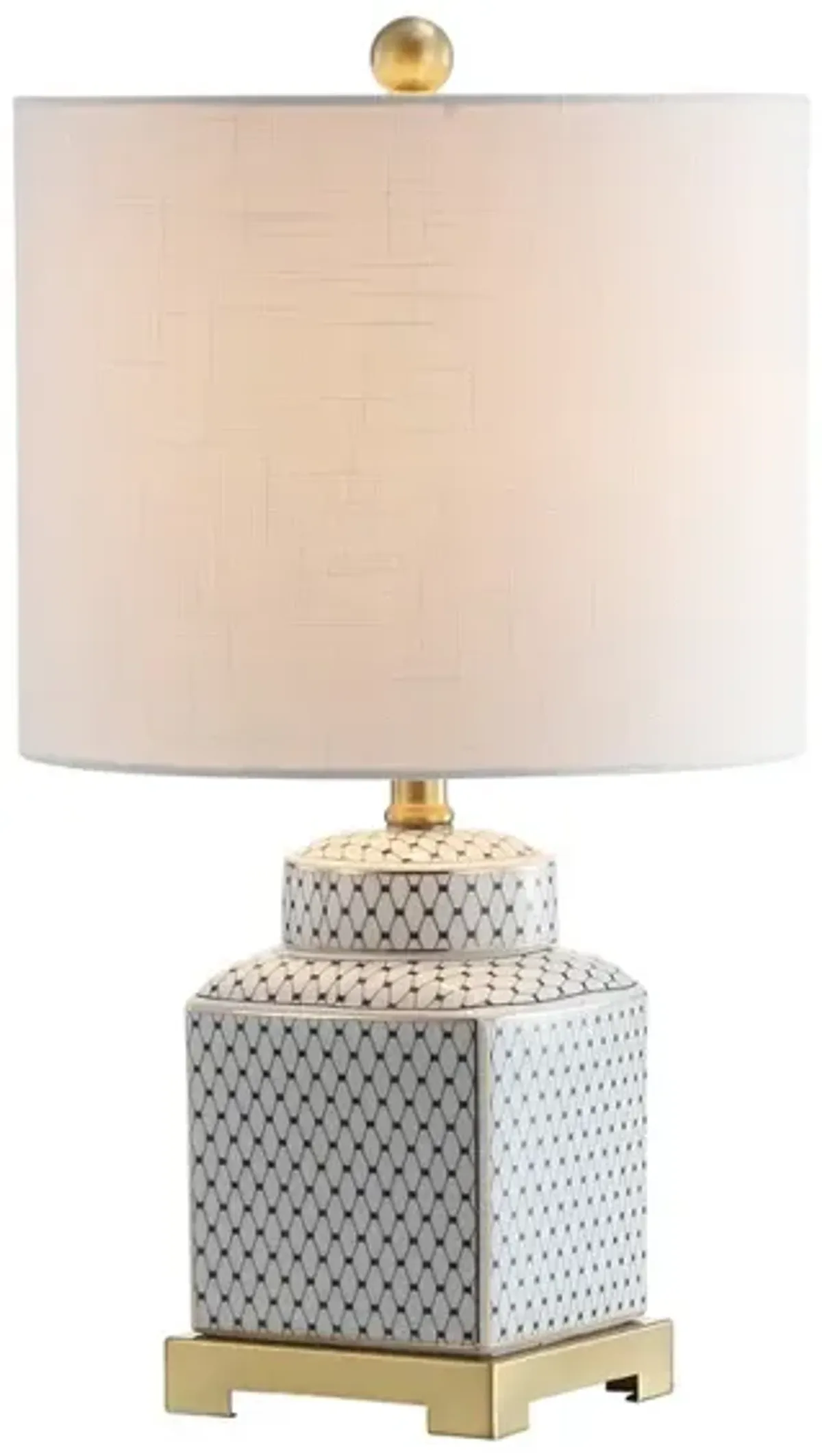 Cleo 21.5" Ceramic/Metal Ginger Jar LED Table Lamp, White/Navy