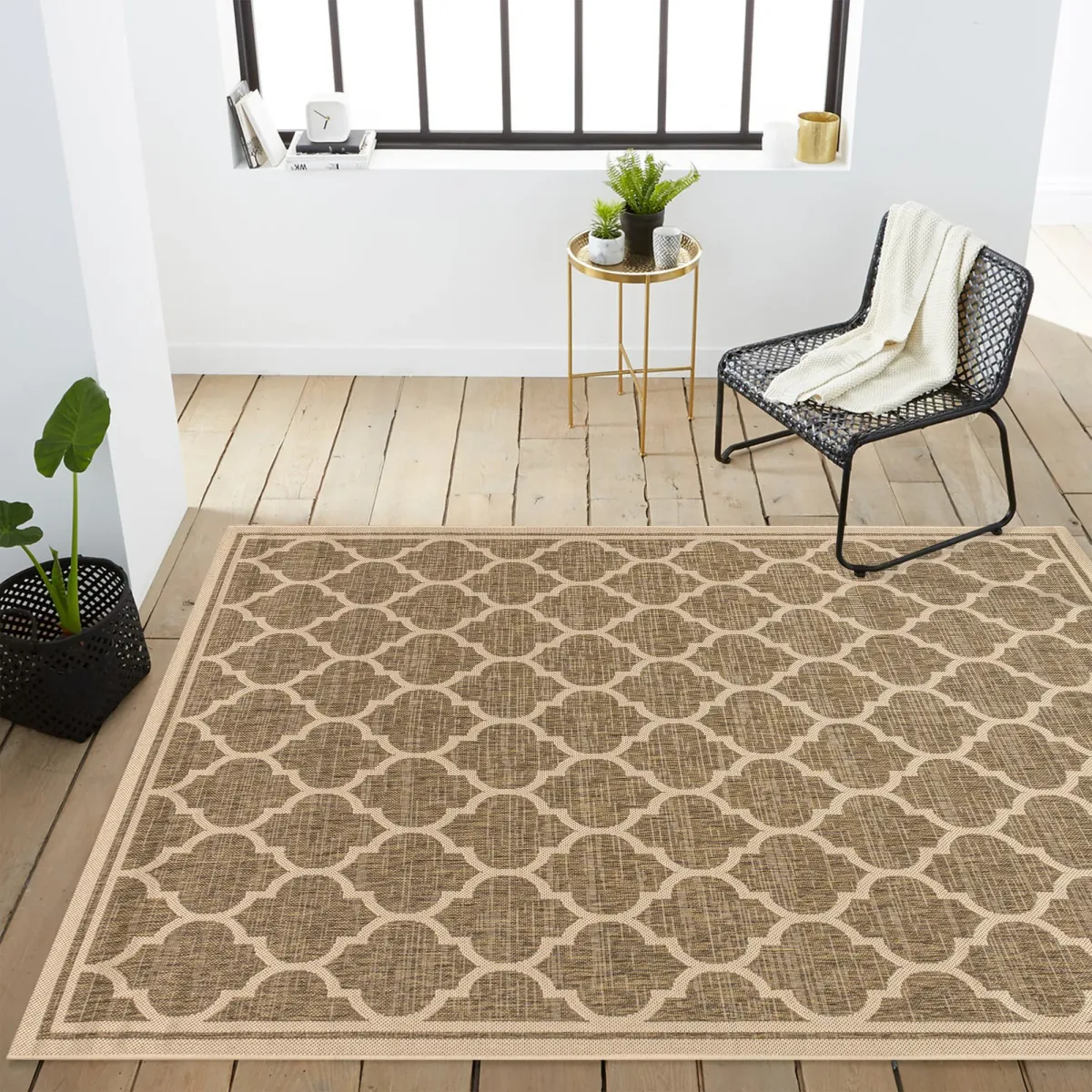 Trebol Moroccan Trellis Textured Weave Indoor/Outdoor Area Rug