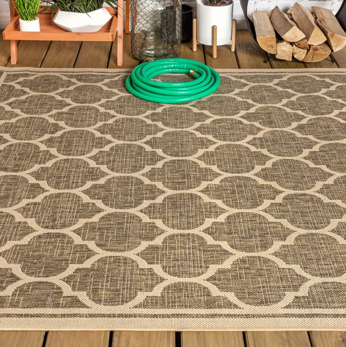 Trebol Moroccan Trellis Textured Weave Indoor/Outdoor Area Rug