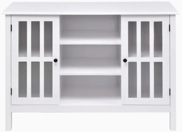 Contemporary Wood Console Table with Glass Doors – Stylish Sofa Cabinet