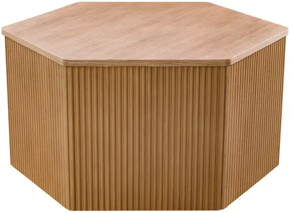 Gracie Mills Gael Fluted Hexagon Wood Veneer Coffee Table