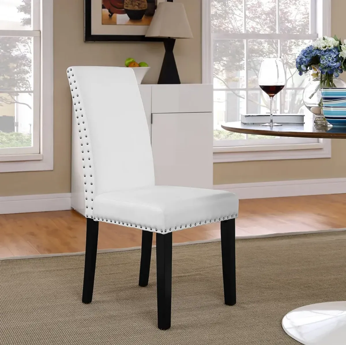 Parcel Dining Vinyl Side Chair-Benzara