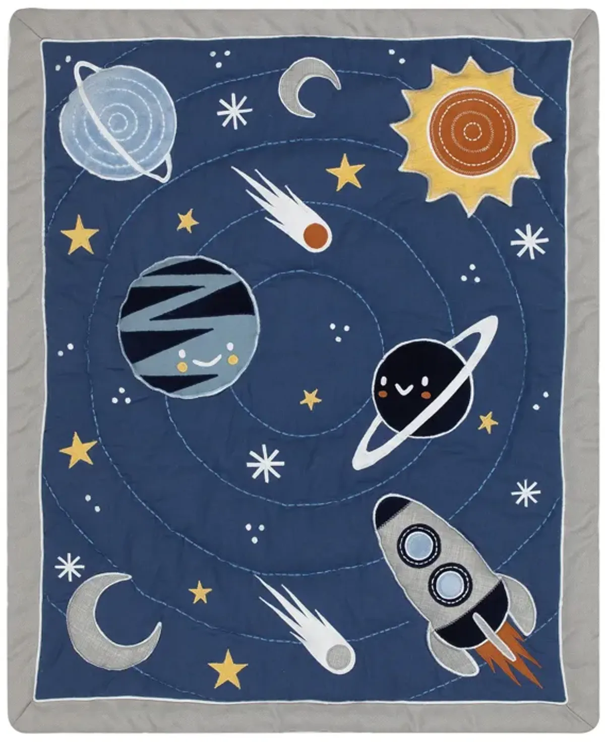 Lambs & Ivy Milky Way Space Galaxy 4-Piece Baby Nursery Crib Bedding Set - Blue/Gray