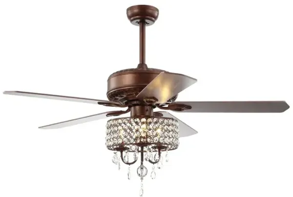 Becky 3-Light Crystal LED Chandelier Fan With Remote