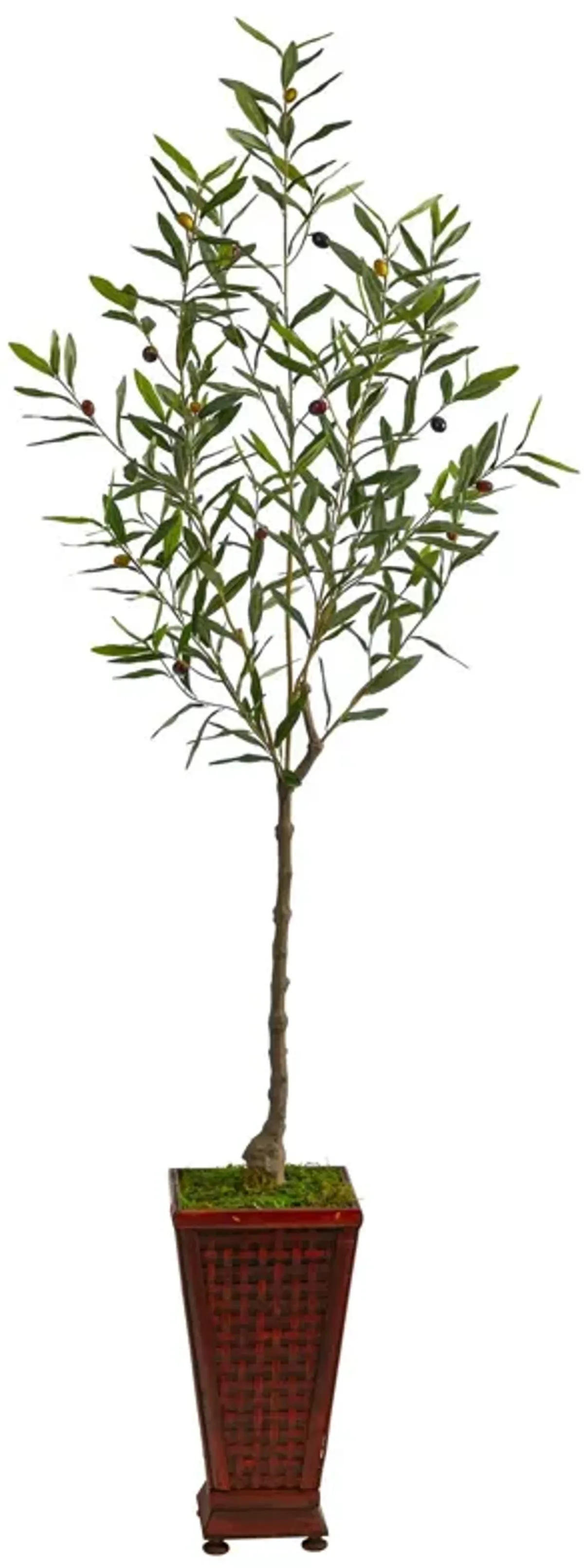 Nearly Natural 69-in Olive Artificial Tree in Decorative Planter