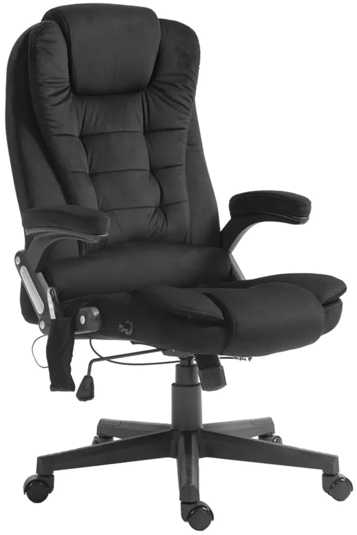 HOMCOM 6 Point Vibrating Massage Office Chair with Heat, Velvet High Back Executive Office Chair with Reclining Backrest, Padded Armrests and Remote, Black