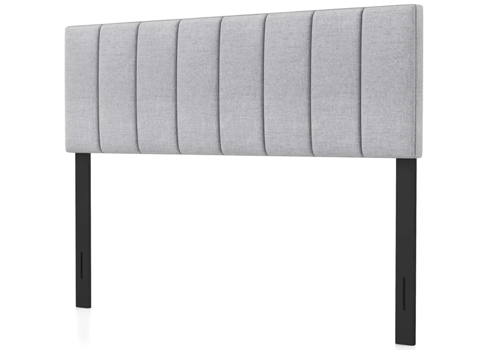 Linen Upholstered Headboard with Solid Wood Legs and Adjustable Width-Gray