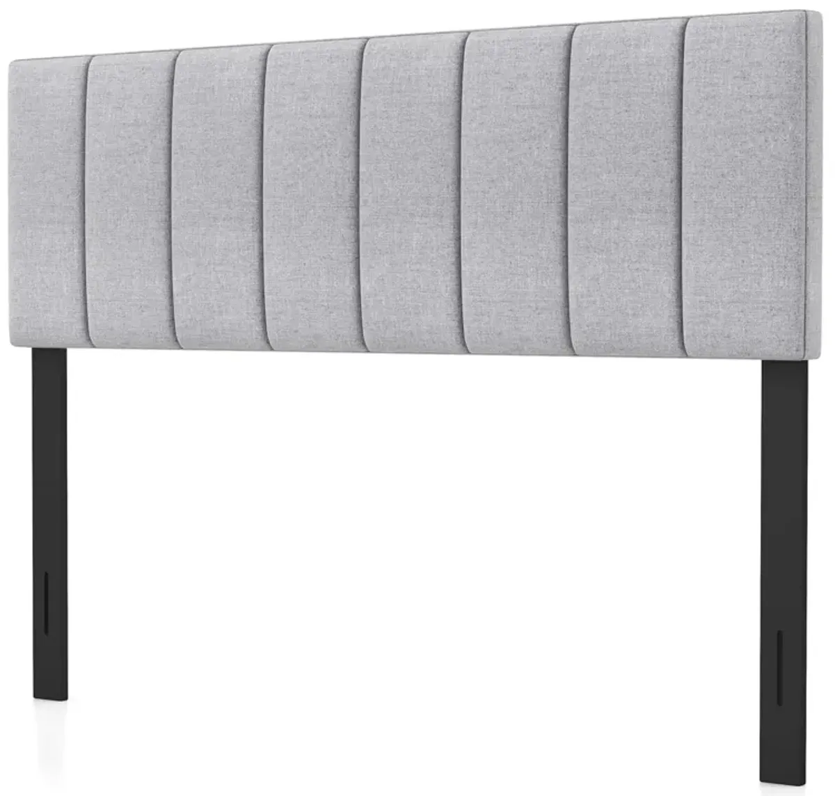 Linen Upholstered Headboard with Solid Wood Legs and Adjustable Width-Gray