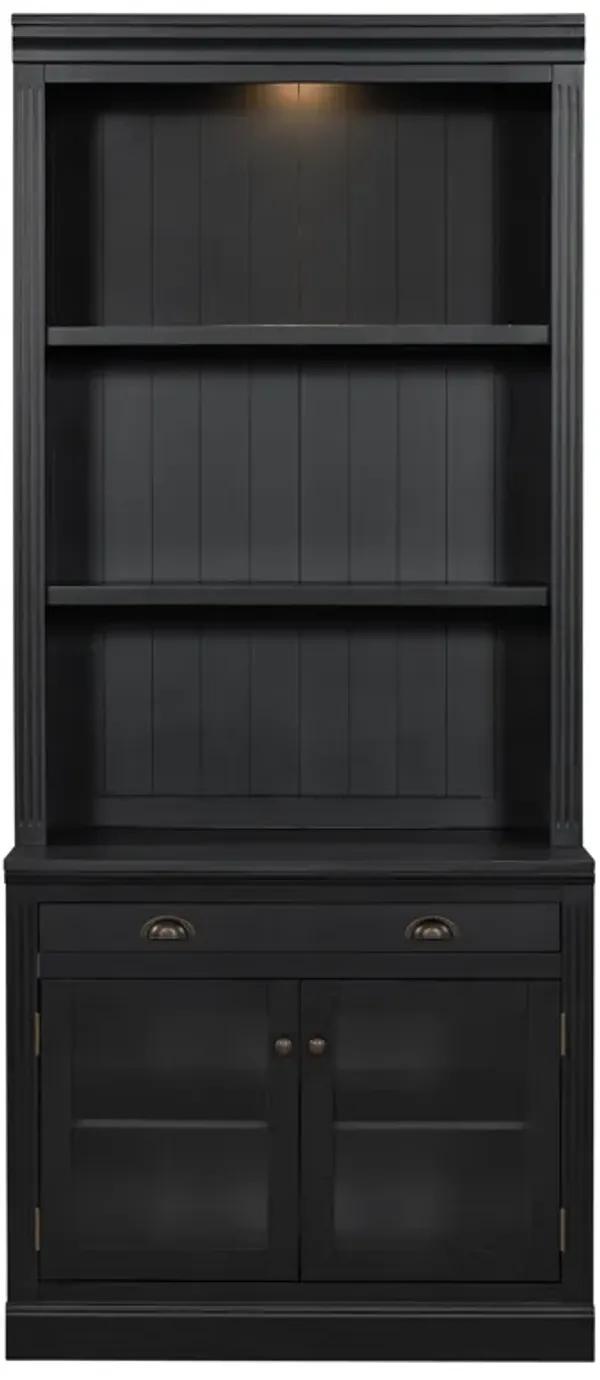 Merax Modern Storage Bookcase with 2 Glass Doors