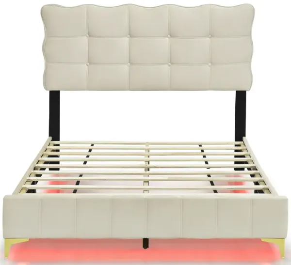 Merax Velvet Platform Bed with LED Frame
