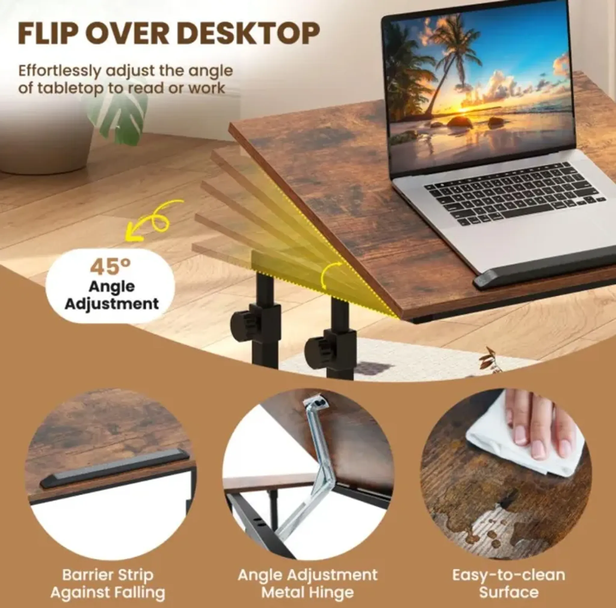 Hivvago Mobile Stand Up Desk Height Adjustable Standing Table With ...