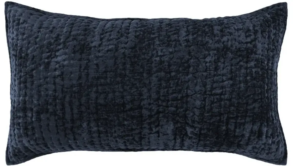 Lipa 20 x 36 Hand Stitched Lumbar King Pillow Sham, Rayon Velvet-Benzara