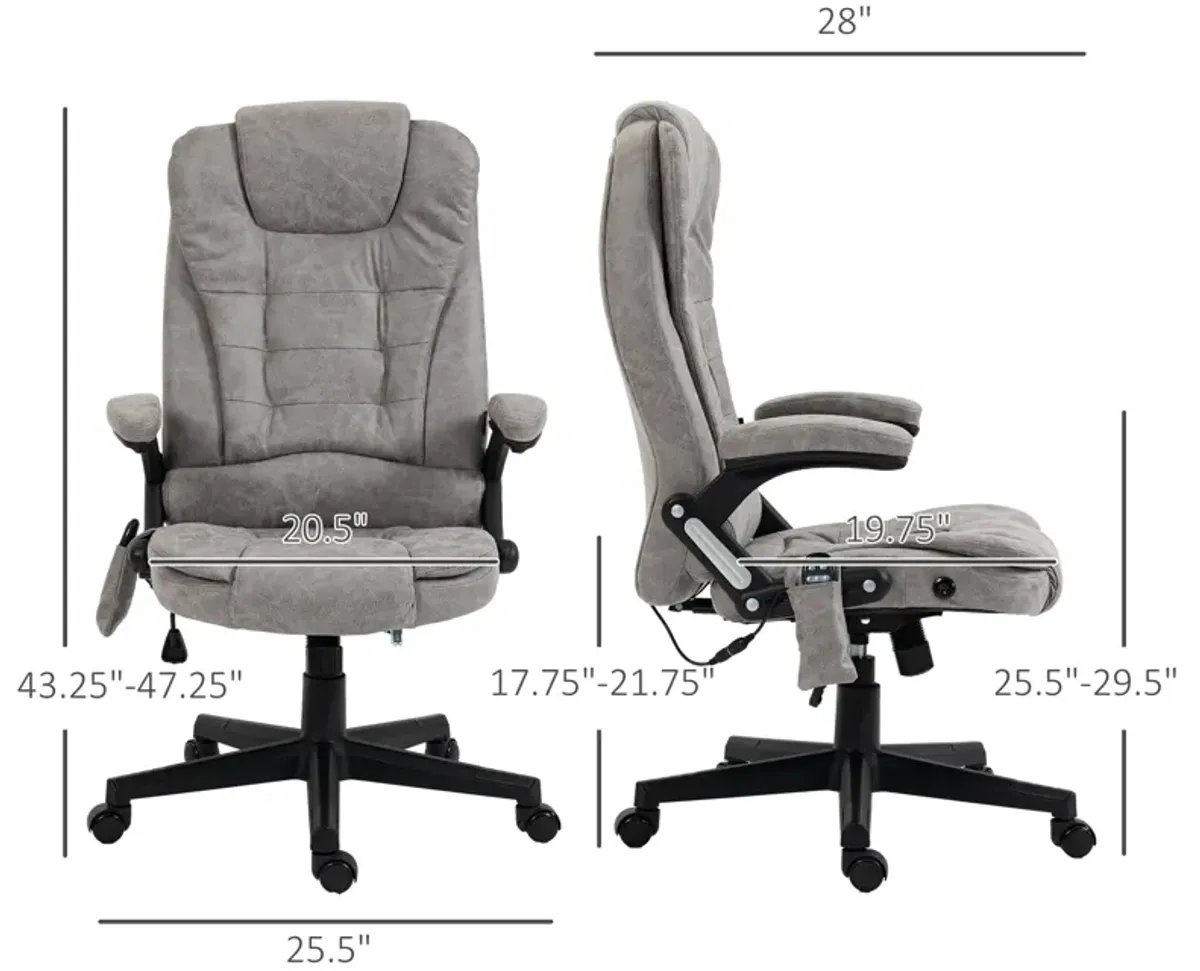 Gray Heated Vibrating Office Chair: Linen, High Back