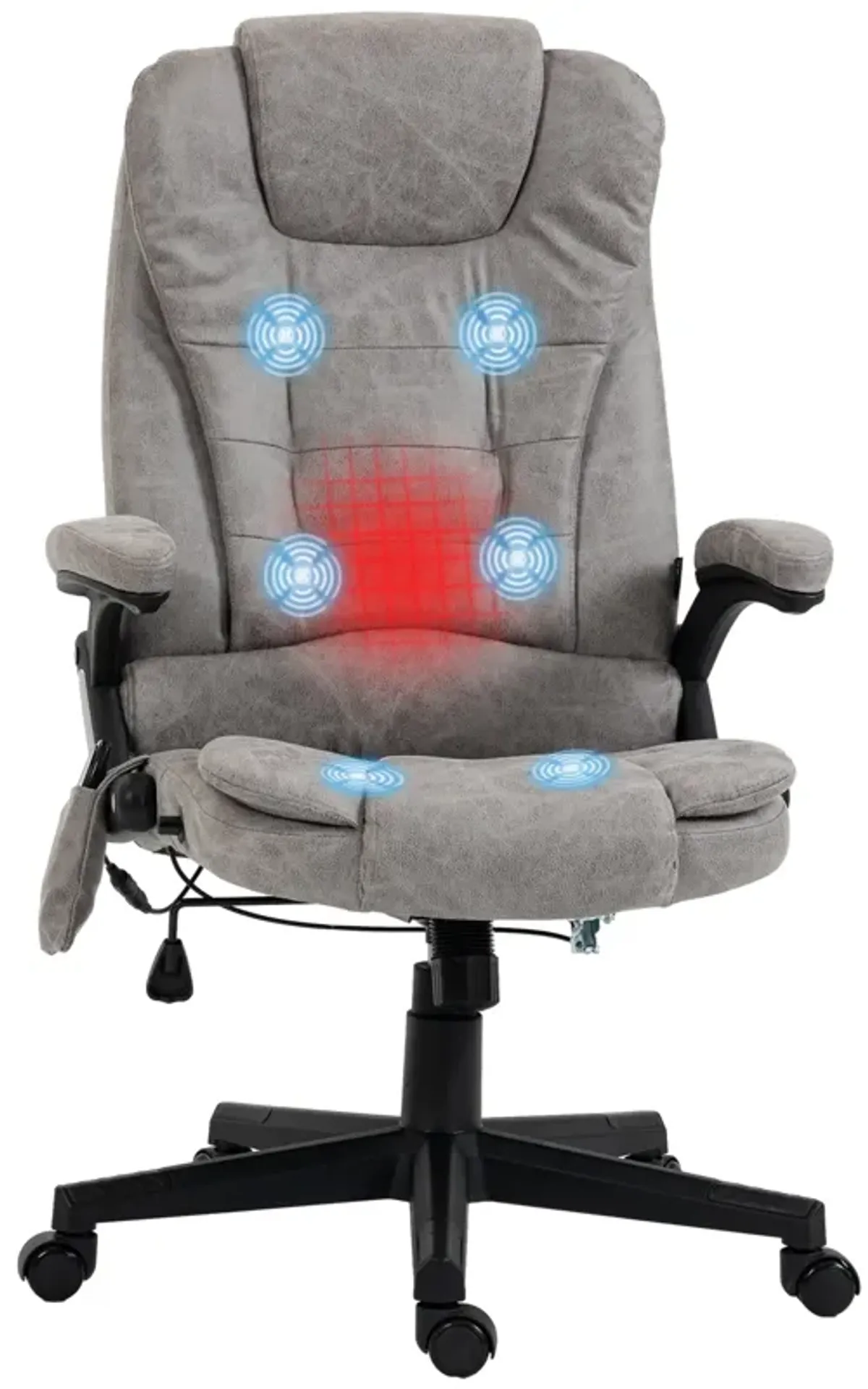 Gray Heated Vibrating Office Chair: Linen, High Back