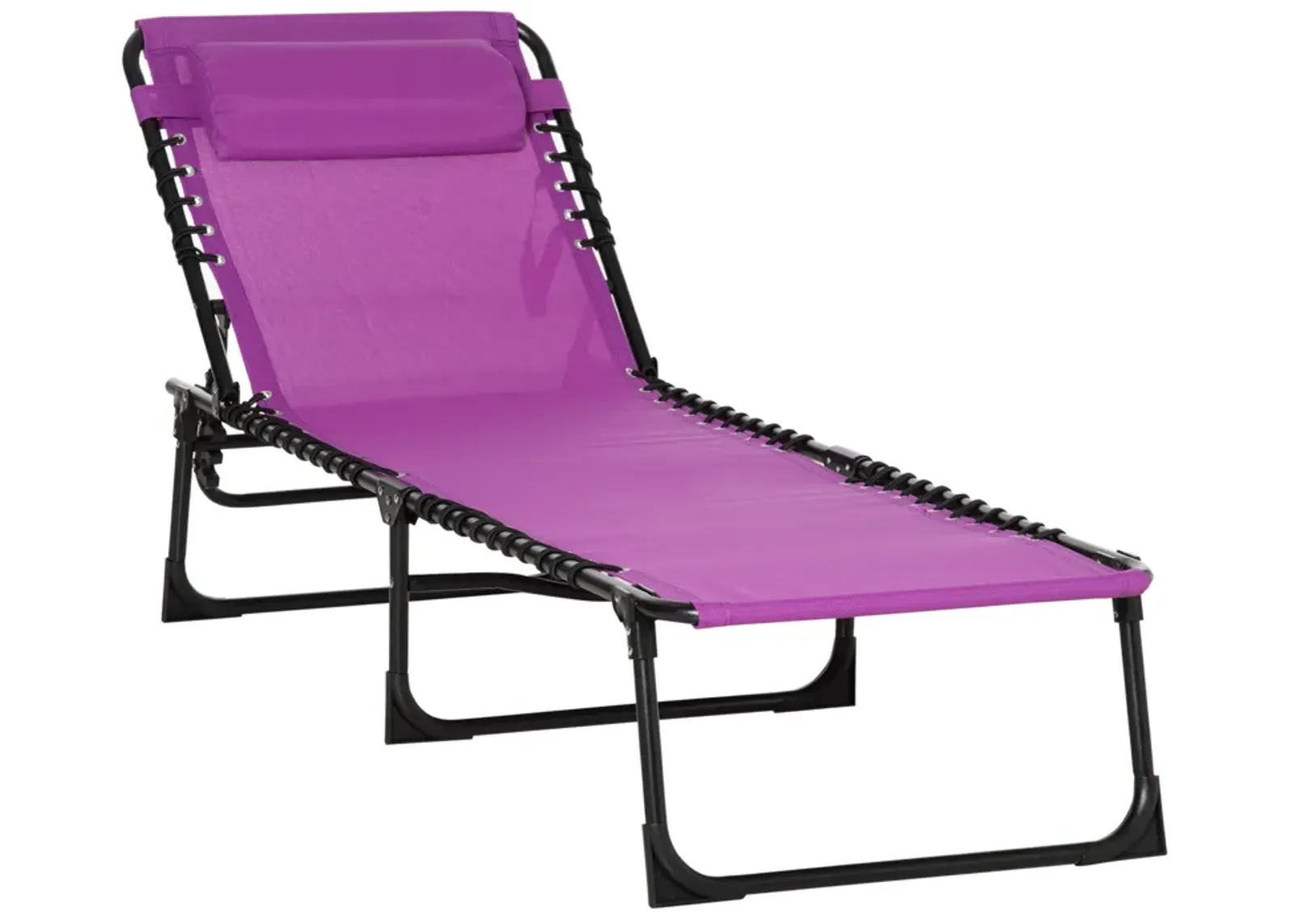 Purple Patio Lounger: 4-Position Folding Chaise with Pillow