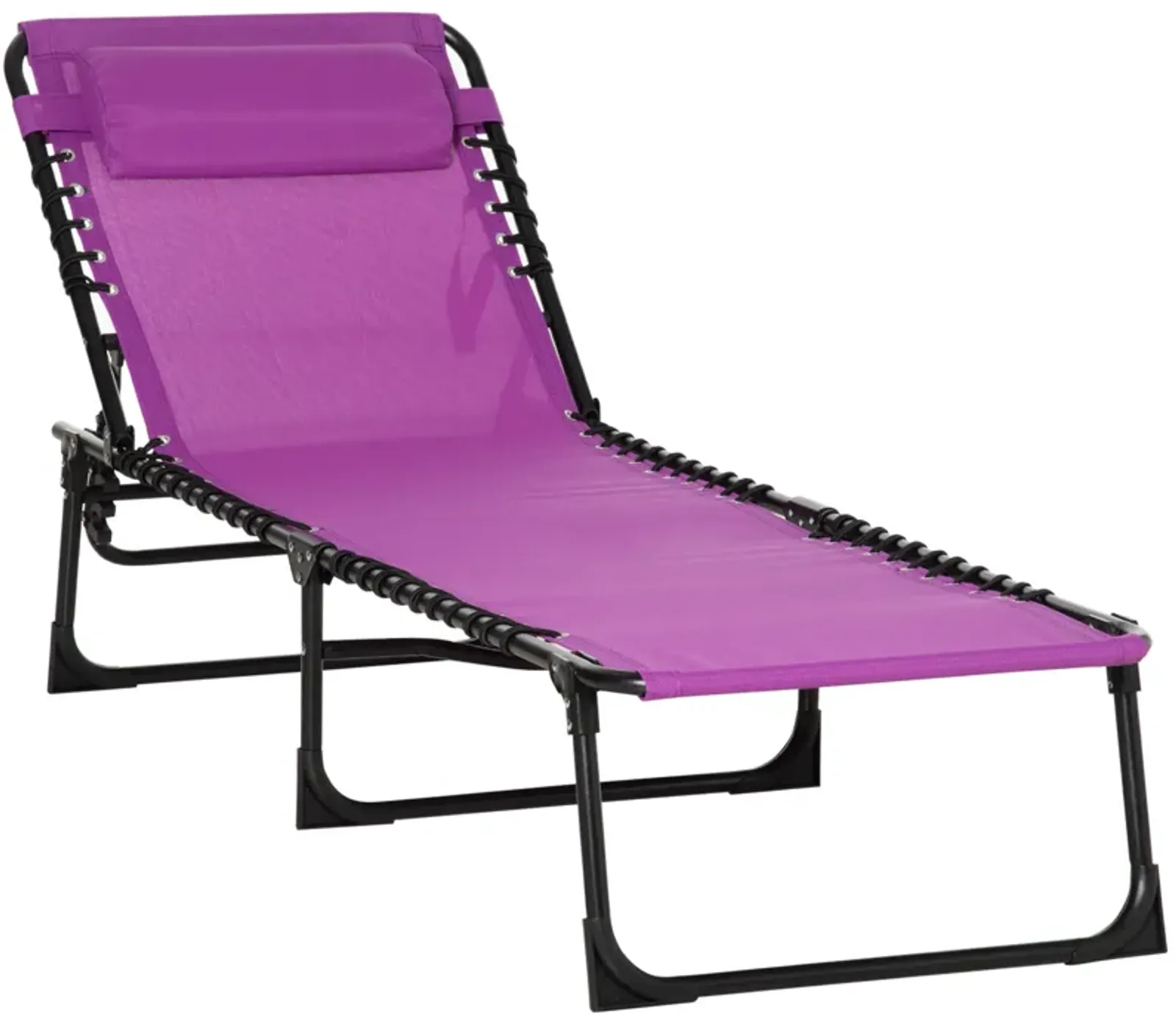 Purple Patio Lounger: 4-Position Folding Chaise with Pillow