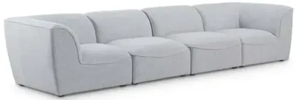 Meridian Furniture Miramar Grey Durable Linen Textured Modular Sofa