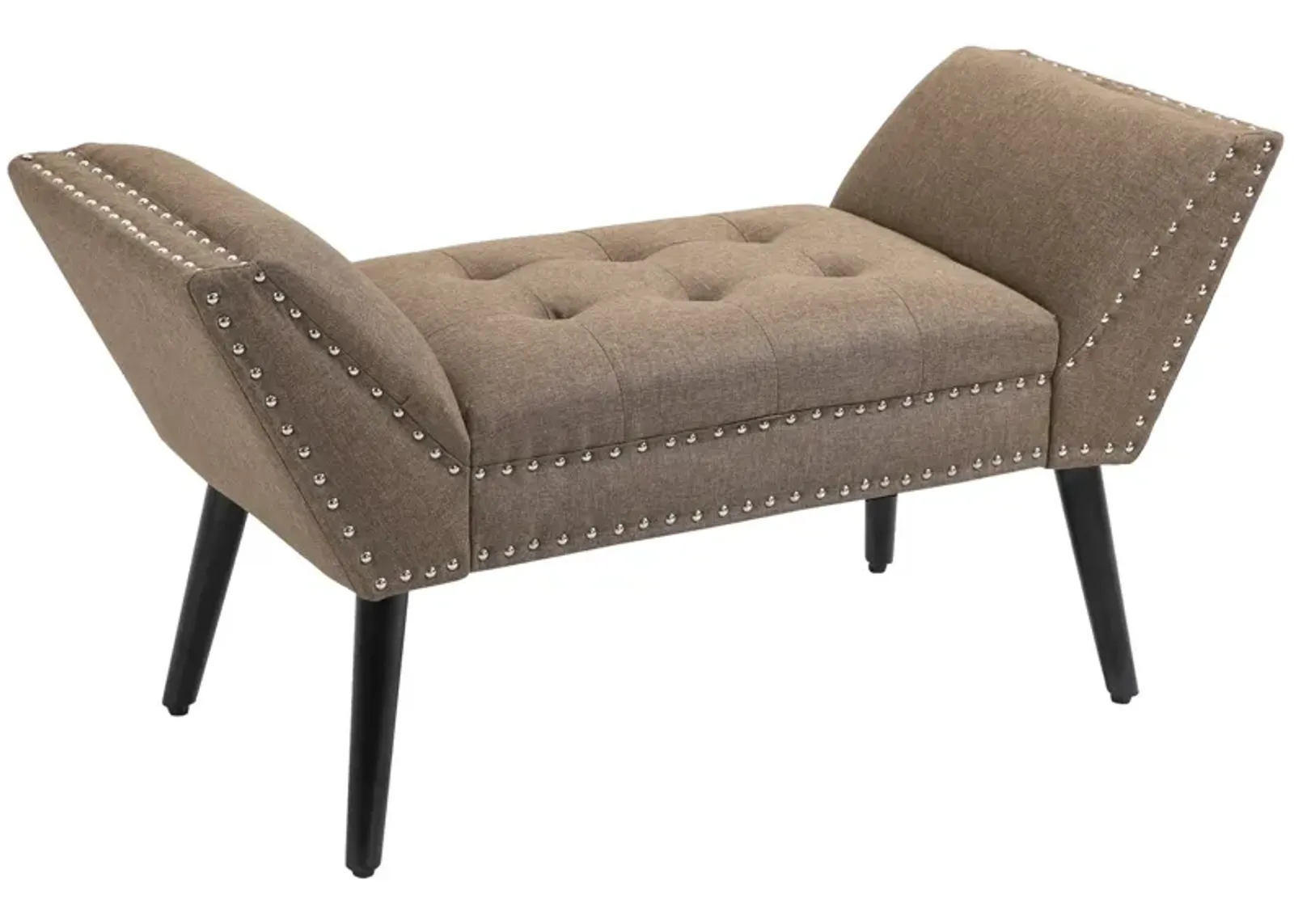 Brown Living Room Bench: Button Tufted Fabric Ottoman