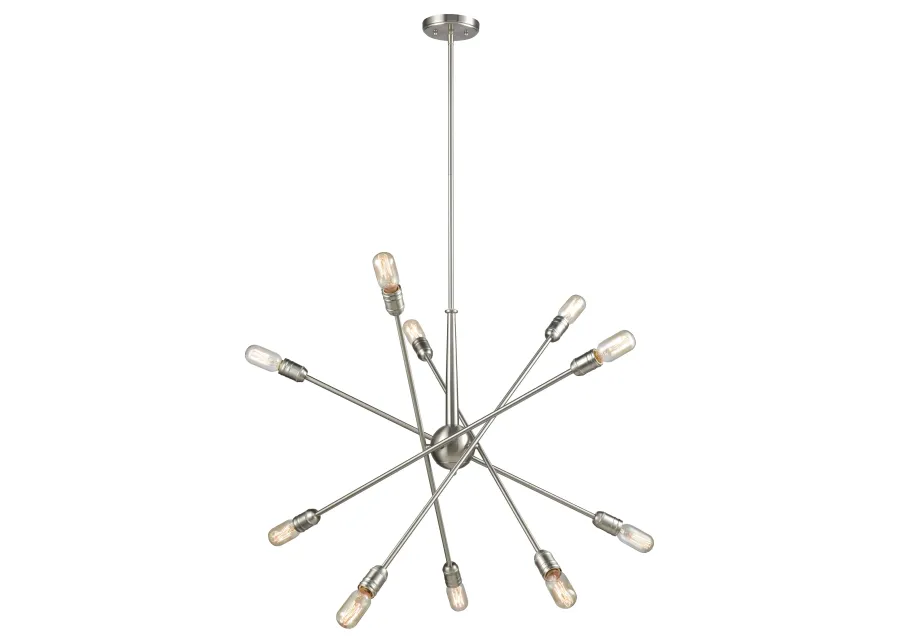 Delphine 33'' Wide 10-Light Chandelier in Satin Nickel