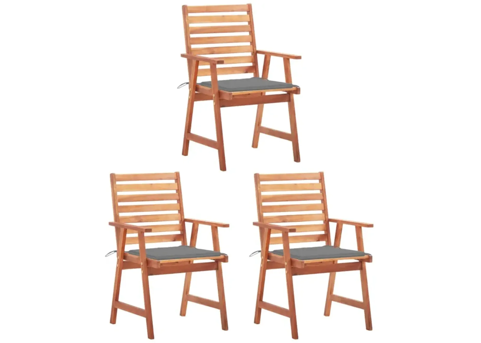 vidaXL Outdoor Dining Chairs 3 pcs with Cushions Solid Acacia Wood