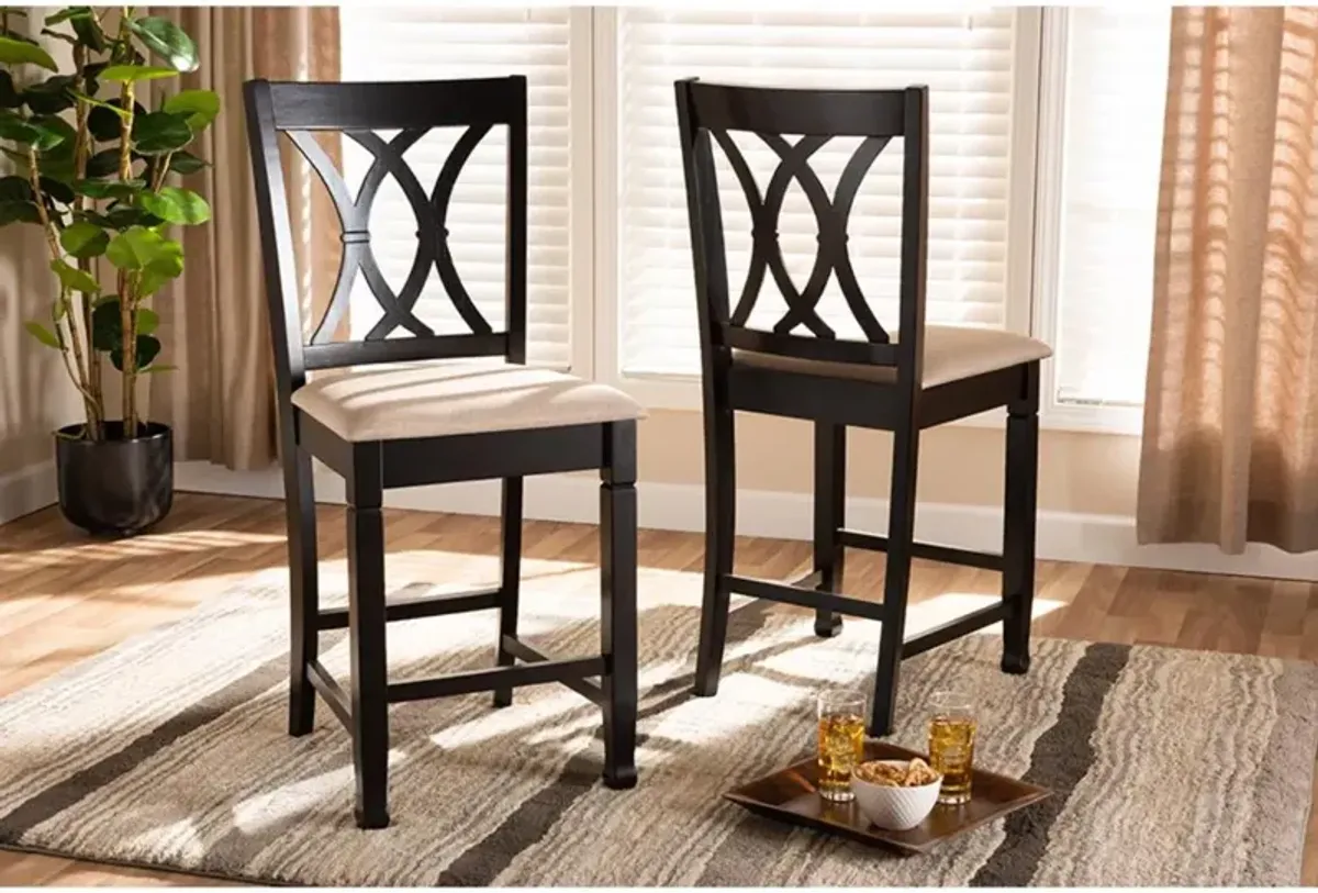 Espresso Brown Finished Wood Counter Height Pub Chair Set of 2