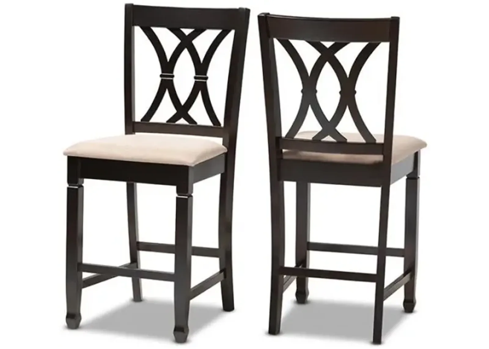 Espresso Brown Finished Wood Counter Height Pub Chair Set of 2