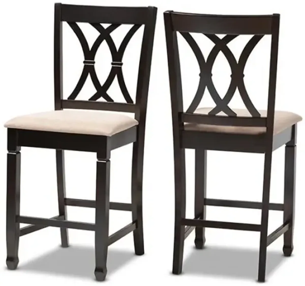 Espresso Brown Finished Wood Counter Height Pub Chair Set of 2