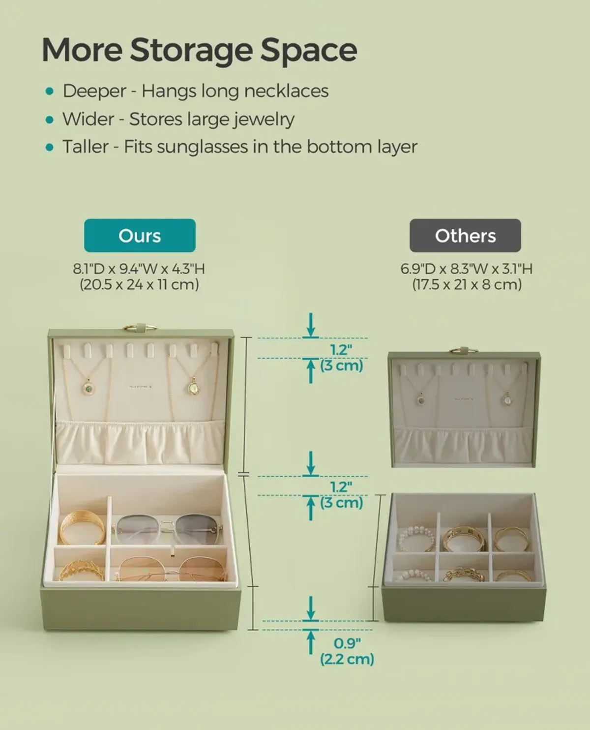 2-Layer Jewelry Box with Handle for Stylish and Portable Storage